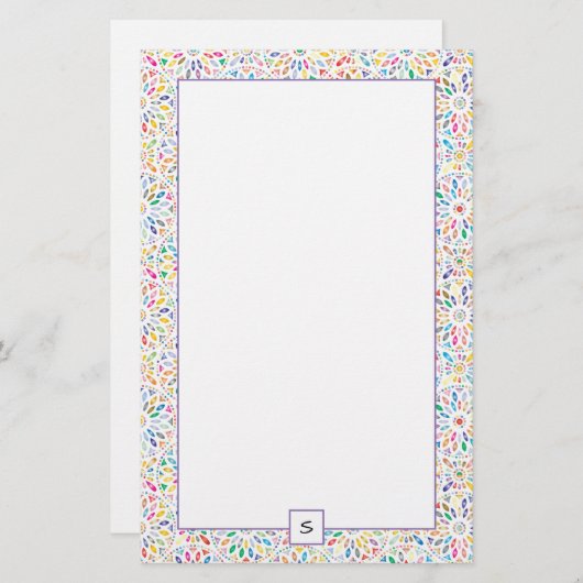 万華鏡のように千変万化するパターンパターン|モノグラム 便箋 (正面/裏面)