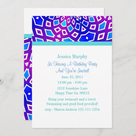 万華鏡のように千変万化するパターンパーティの招待状 招待状 (正面/裏面)