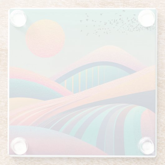 万華鏡のように千変万化するパターンヒルズランドスケープ ガラスコースター (裏面)