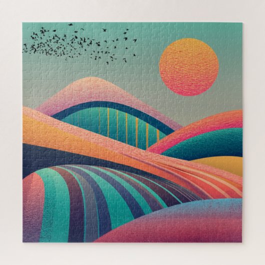 万華鏡のように千変万化するパターンヒルズランドスケープ ジグソーパズル (縦)