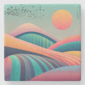 万華鏡のように千変万化するパターンヒルズランドスケープ ストーンコースター (正面)