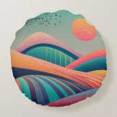 万華鏡のように千変万化するパターンヒルズランドスケープ ラウンドクッション (裏面)