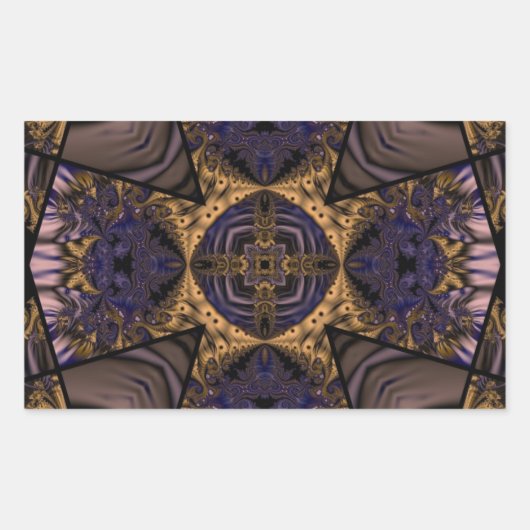万華鏡のように千変万化するパターンフラクタル286 長方形シール (正面)