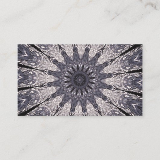 万華鏡のように千変万化するパターンフラワーシェードオブブルーとグレー 名刺 (正面)