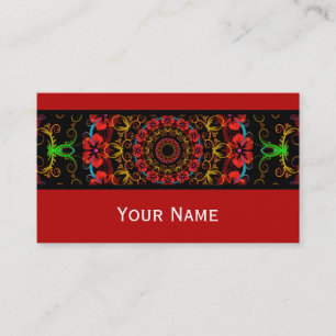 万華鏡のように千変万化するパターンフラワーハイビスカスI +あなたのテキスト 名刺