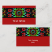 万華鏡のように千変万化するパターンフラワーハイビスカスII +テキスト 名刺 (正面/裏面)