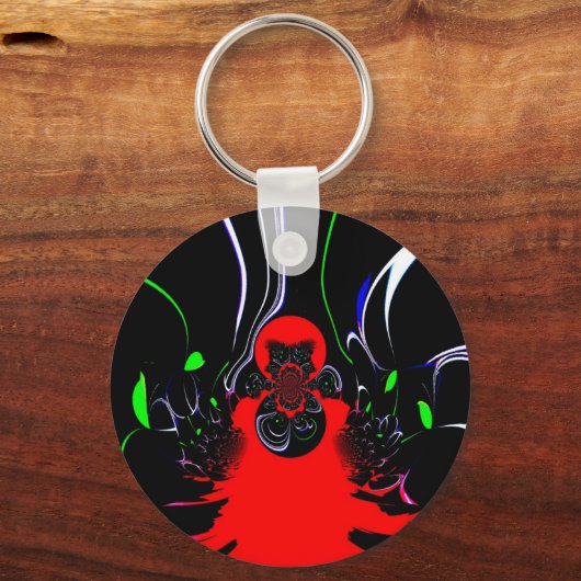 万華鏡のように千変万化するパターンフルードアートプリント キーホルダー (正面)