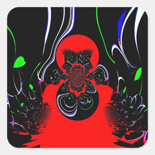 万華鏡のように千変万化するパターンフルードアートプリント スクエアシール (正面)