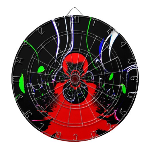 万華鏡のように千変万化するパターンフルードアートプリント ダーツボード (正面)