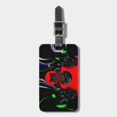 万華鏡のように千変万化するパターンフルードアートプリント ラゲッジタグ (正面縦)