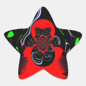 万華鏡のように千変万化するパターンフルードアートプリント 星シール (正面)