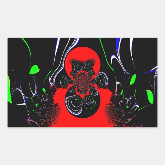 万華鏡のように千変万化するパターンフルードアートプリント 長方形シール (正面)