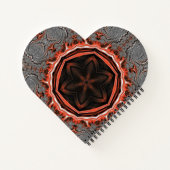 万華鏡のように千変万化するパターンフレイムスハートスパイラルノート ノートブック (裏面)