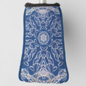 万華鏡のように千変万化するパターンブライトブルー,白独身の星 ゴルフヘッドカバー (回転90)