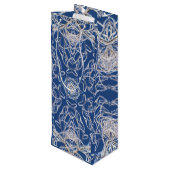 万華鏡のように千変万化するパターンブライトブルー，白独身の星 ワインギフトバッグ (裏面アングル)