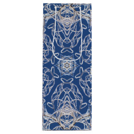 万華鏡のように千変万化するパターンブライトブルー,白独身の星 ワインギフトバッグ