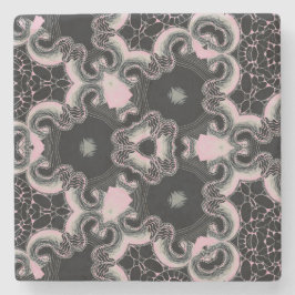 万華鏡のように千変万化するパターンブラックとピンクデザイン ストーンコースター