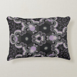 万華鏡のように千変万化するパターンブラックとラベンダーデザイン アクセントクッション