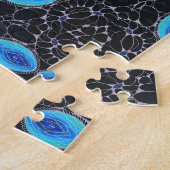 万華鏡のように千変万化するパターンブルー/ブラック/パープルデザイン ジグソーパズル (側面)