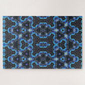 万華鏡のように千変万化するパターンブルー/ブラック/パープルデザイン ジグソーパズル (横)