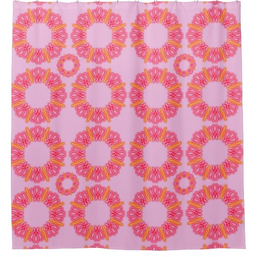 万華鏡のように千変万化するパターンプリント シャワーカーテン (正面)