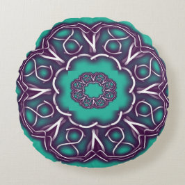 万華鏡のように千変万化するパターンプリント ラウンドクッション
