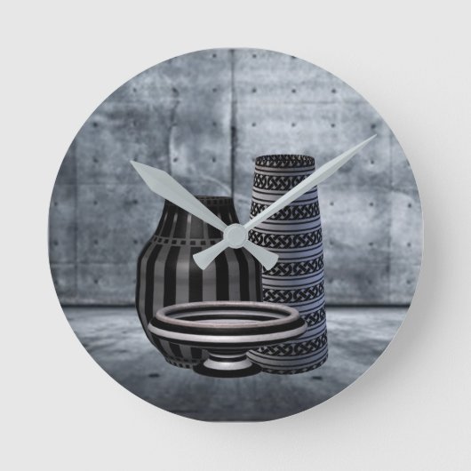 万華鏡のように千変万化するパターンプリント ラウンド壁時計 (正面)