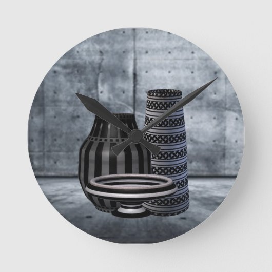 万華鏡のように千変万化するパターンプリント ラウンド壁時計 (正面)