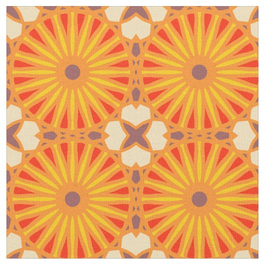 万華鏡のように千変万化するパターンホイールパターンPレンガ赤黄色 ファブリック (クローズアップ)