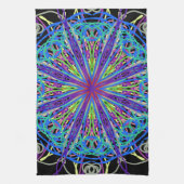 万華鏡のように千変万化するパターンマンダラアートうれしそうな色 キッチンタオル (縦)