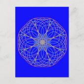 万華鏡のように千変万化するパターンマンダラアートブルー ポストカード (正面)