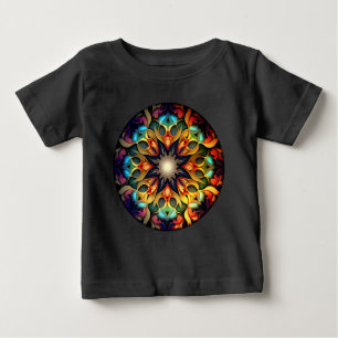 万華鏡のように千変万化するパターンマンダラフラワーデザイン-23091 ベビーTシャツ
