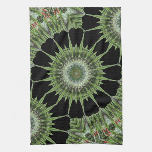 万華鏡のように千変万化するパターンマンデラアート キッチンタオル (縦)