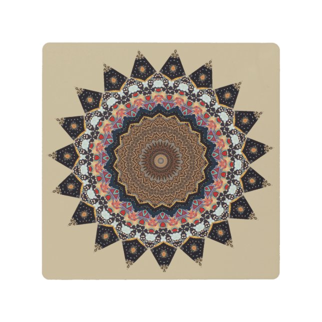 万華鏡のように千変万化するパターンメタルウォールアート メタルプリント (正面)