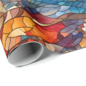 万華鏡のように千変万化するパターンモザイク：ステンドグラスインスパイア ラッピングペーパー (ロールコーナー)
