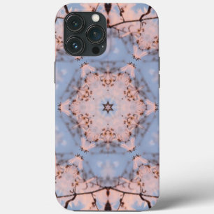 万華鏡のように千変万化するパターンモーニングブルー&フロストピンク iPhone 13 PRO MAXケース