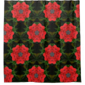 万華鏡のように千変万化するパターンレッドインパティエンズフローラ シャワーカーテン (正面)