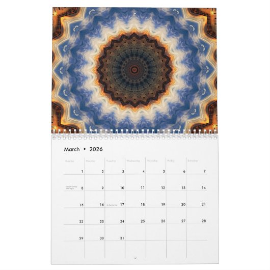 万華鏡のように千変万化するパターン予定表 カレンダー (3月 2026)