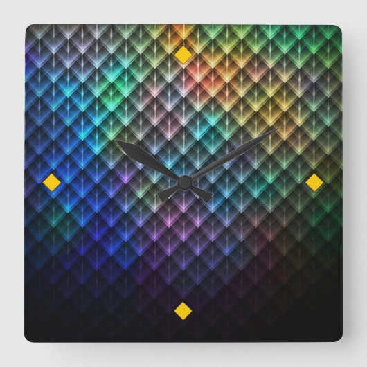 万華鏡のように千変万化するパターン壁時計 スクエア壁時計 (正面)