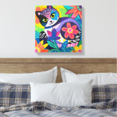 万華鏡のように千変万化するパターン子猫 キャンバスプリント (インサイチュ (寝室))