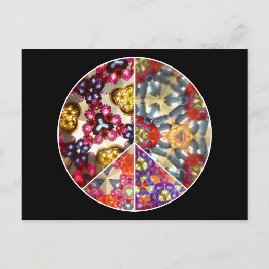万華鏡のように千変万化するパターン平和標識はがき ポストカード (正面)