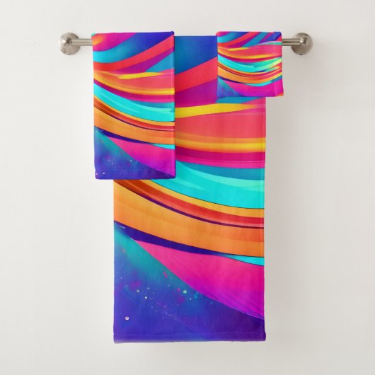 万華鏡のように千変万化するパターン抽象芸術バーストアートワーク バスタオルセット (インサイチュ)