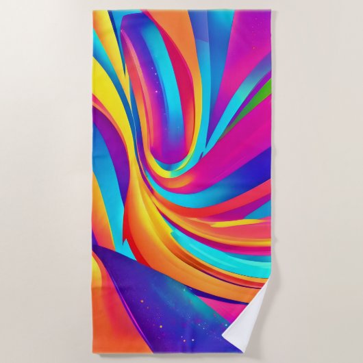 万華鏡のように千変万化するパターン抽象芸術バーストアートワーク ビーチタオル (正面)