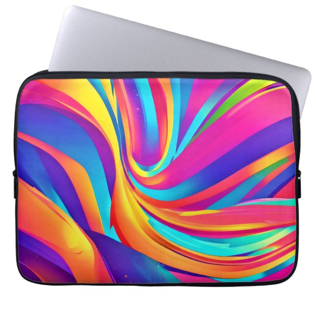 万華鏡のように千変万化するパターン抽象芸術バーストアートワーク ラップトップスリーブ (正面)