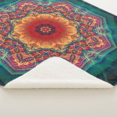 万華鏡のように千変万化するパターン数々の色の美しい花柄 シェルパブランケット (3/4)