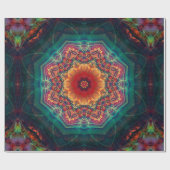 万華鏡のように千変万化するパターン数々の色の美しい花柄 ラッピングペーパー (フラット)