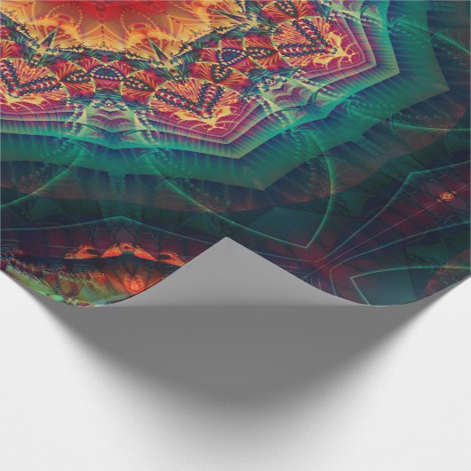 万華鏡のように千変万化するパターン数々の色の美しい花柄 ラッピングペーパー (角)