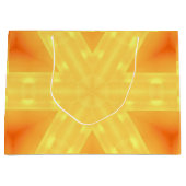 万華鏡のように千変万化するパターン明るい黄色と線 ラージペーパーバッグ (正面)