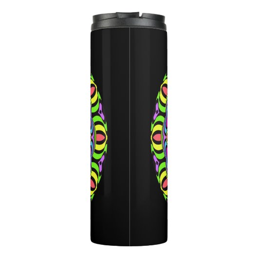 万華鏡のように千変万化するパターン時計マンダラI +あなたのアイディア タンブラー (裏面)