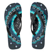 万華鏡のように千変万化するパターン曼荼羅（黒背景） ビーチサンダル (フットベッド)